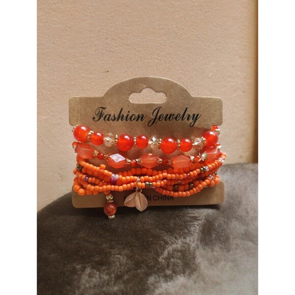 Boho Style Leaf Pendant Beaded 4-pc. Bracelet Set - Picture 5 of 7